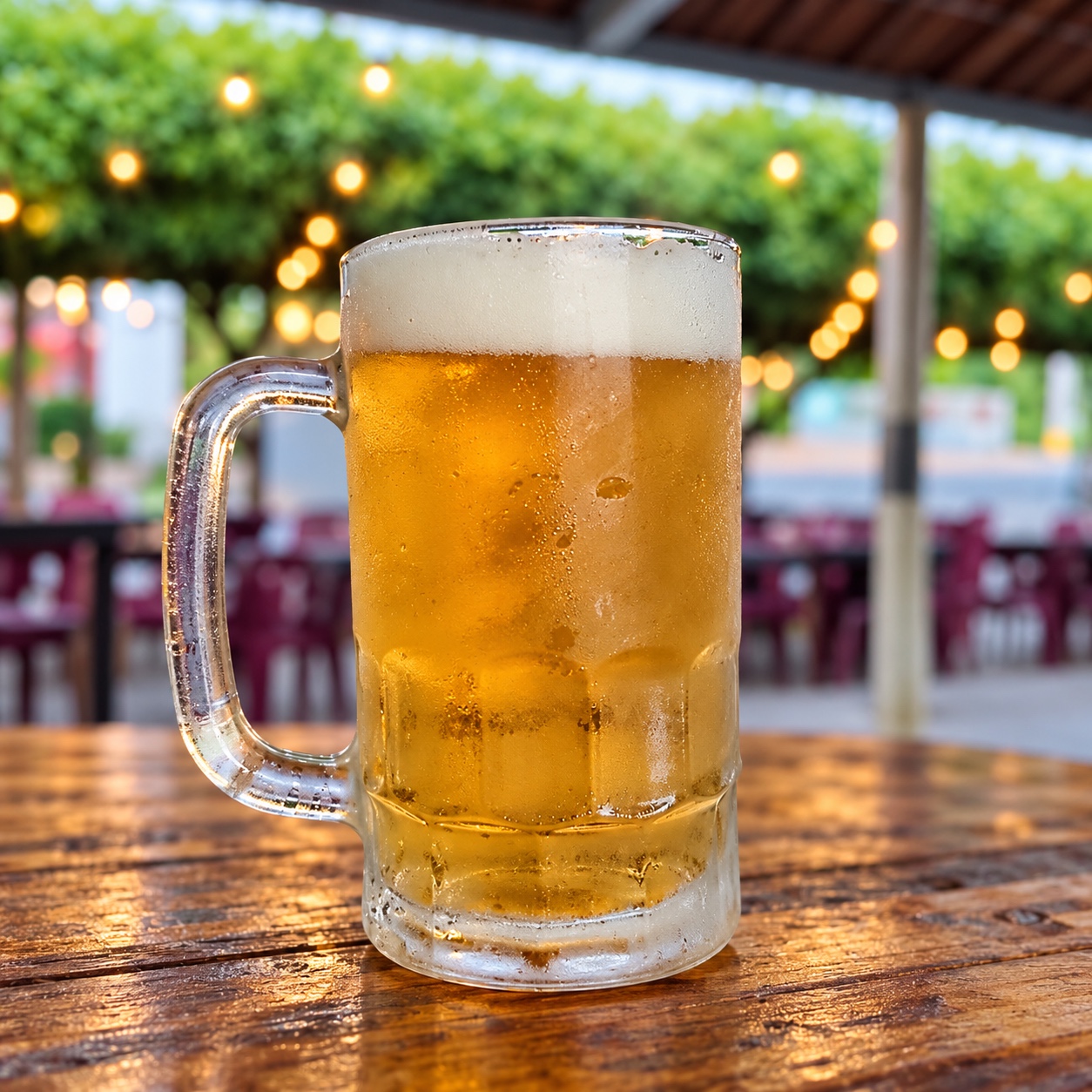Caneca de chopp gelado sobre a mesa